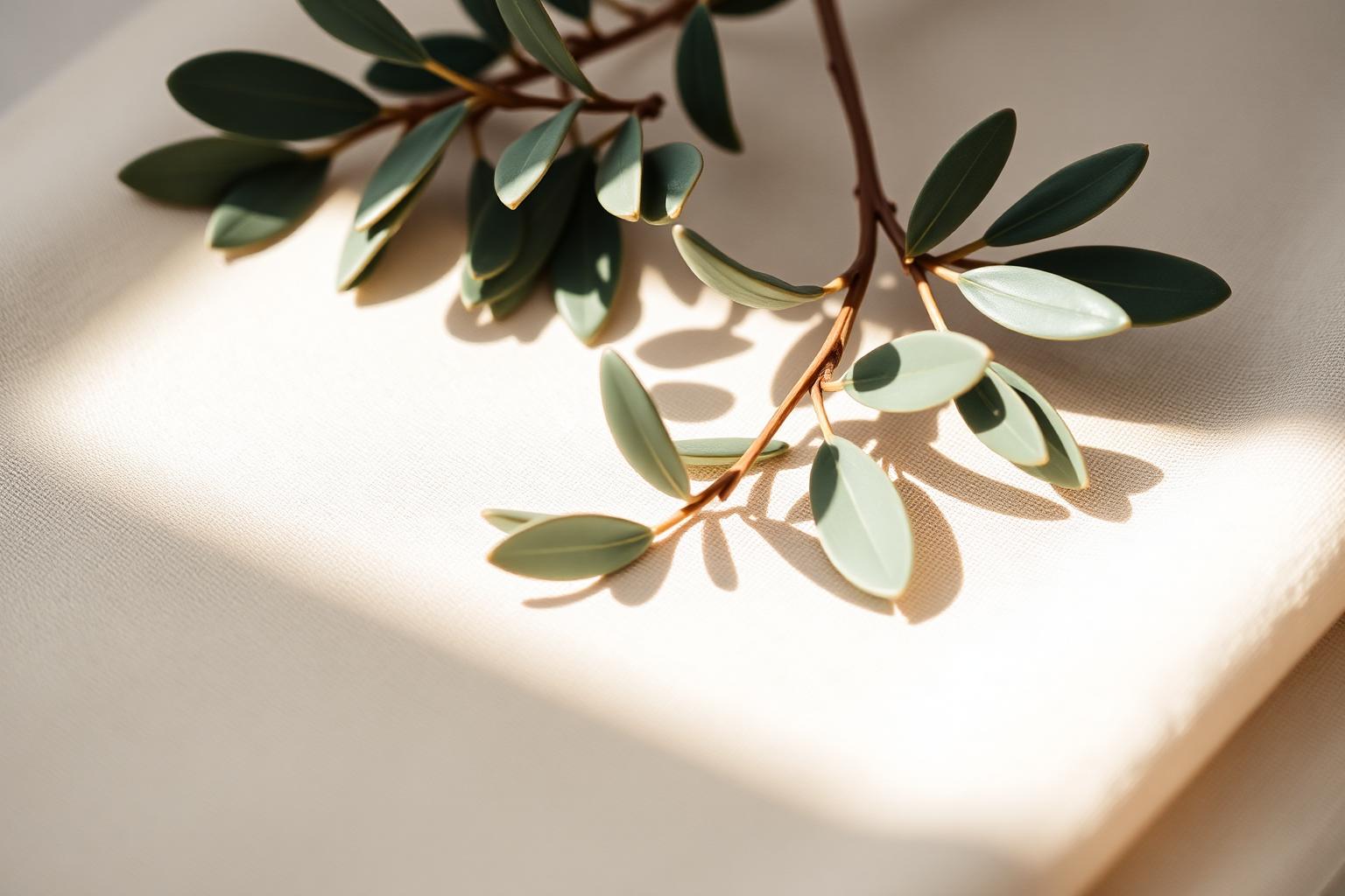 Olive branches and warm linen